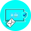Icon for the "Hyperlink: New Banking Security Alert" template: laptop login screen, email and security shield