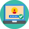 Icon for the "Password Check" phishing template: laptop login with a password field and green check mark