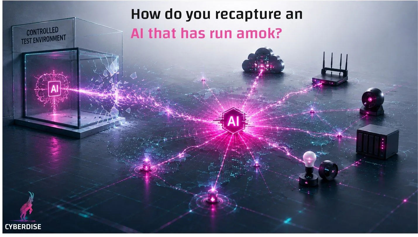 AI agent breaking out of a glass controlled test environment and spreading across cloud servers, routers, webcams, NAS and IoT devices