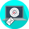 Template icon: laptop with a wrench-and-gear maintenance symbol and an email, for the System Maintenance template.